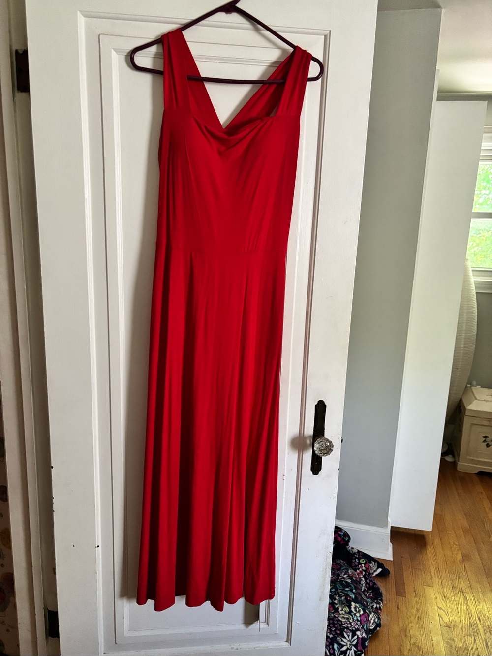 Red V-Neck Maxi Dress OGL - Braless/Built in Bra